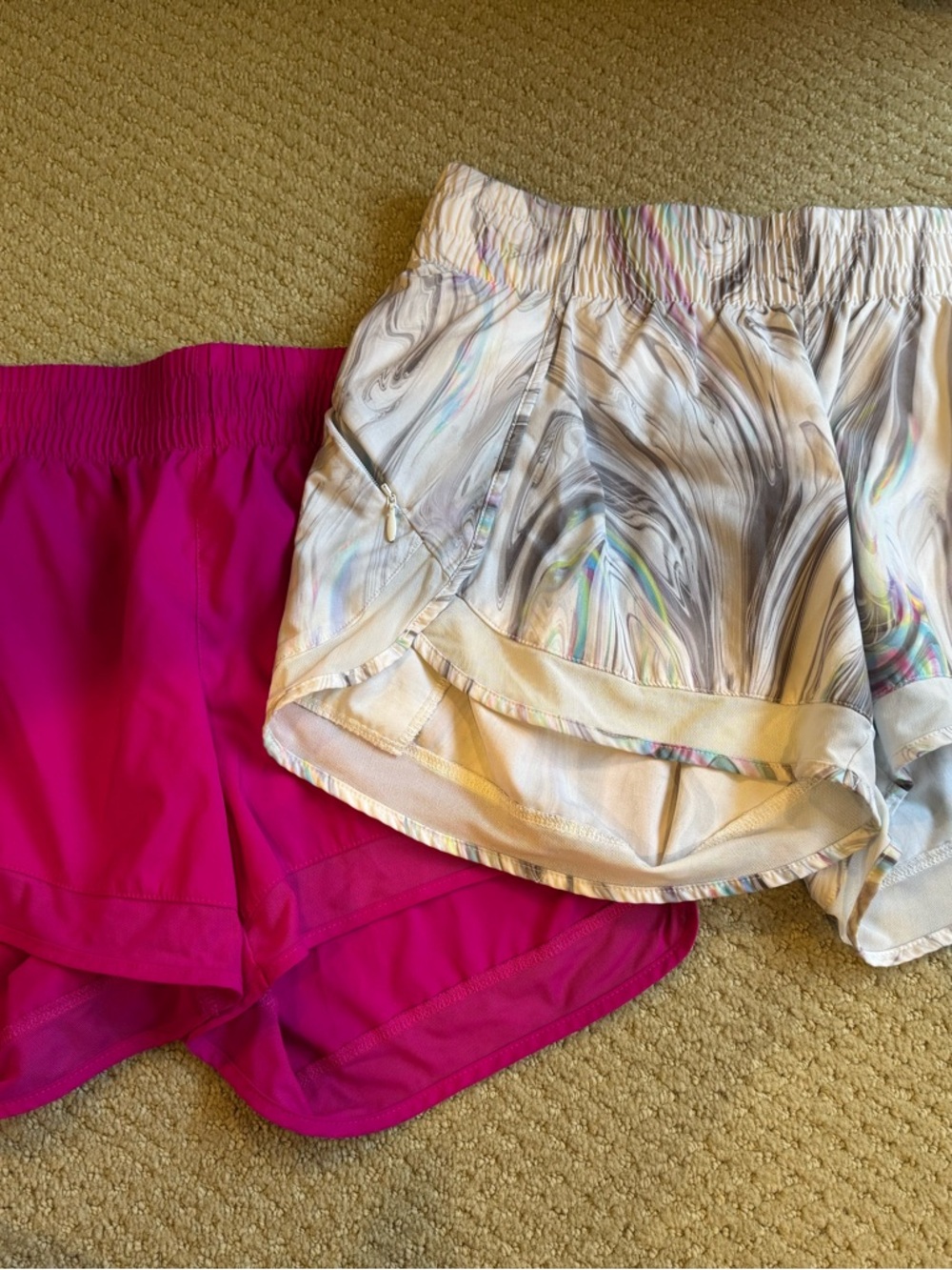 Athleta Women's Athletic Shorts - Magenta & Marble Print Bundle